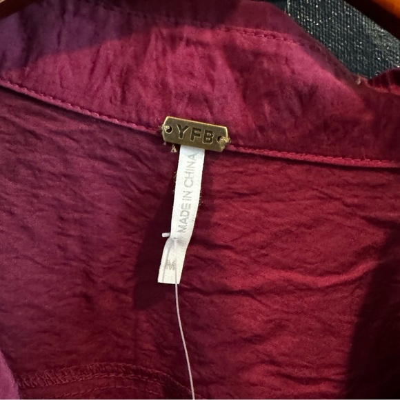 Young Fabulous & Broke NEW Tie Cinch Waist Boxy Purple Long Sleeve Button Down M - Picture 6 of 7